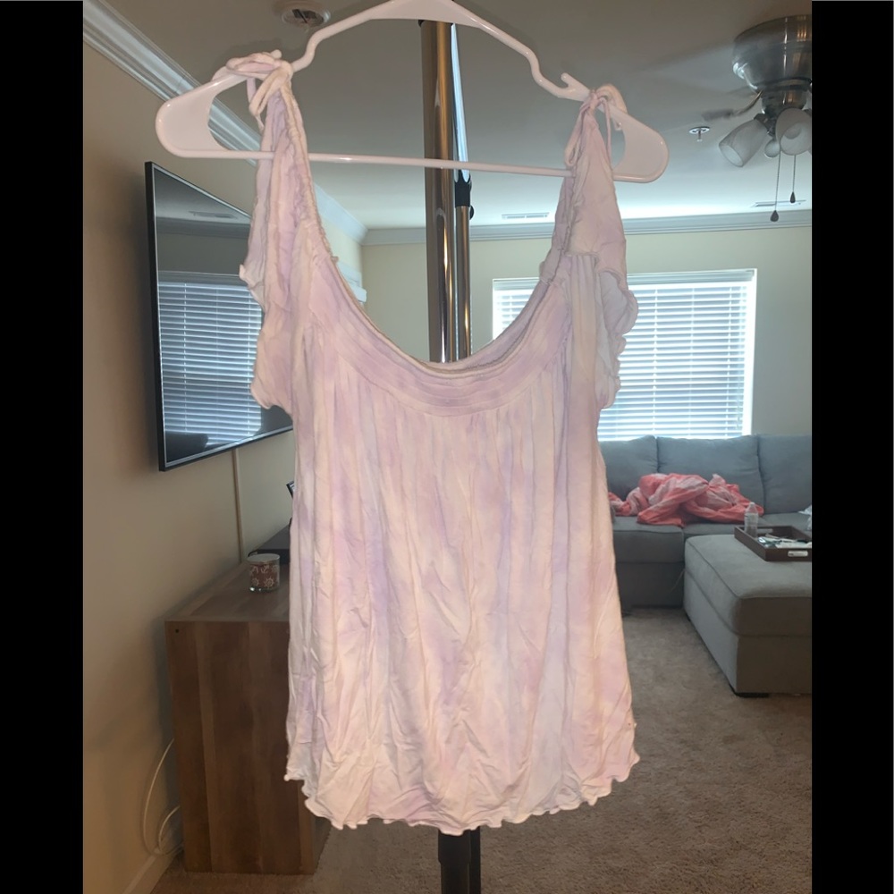 Light purple tie-dye off the shoulder top